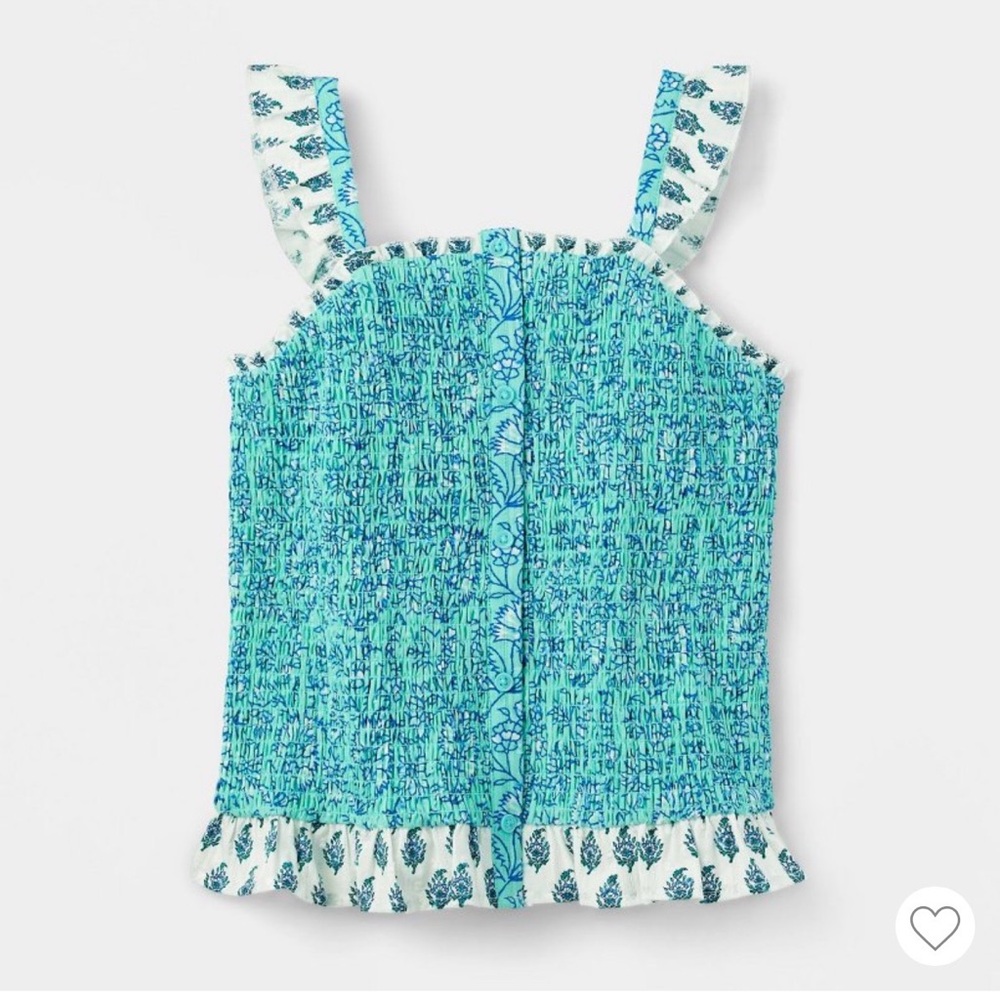 Girls Roller Rabbit x Target Adaptive Garden Floral Smocked Tank Top Teal, Small